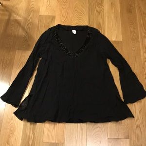 Badgley Mischka Black Beaded Swim Coverup